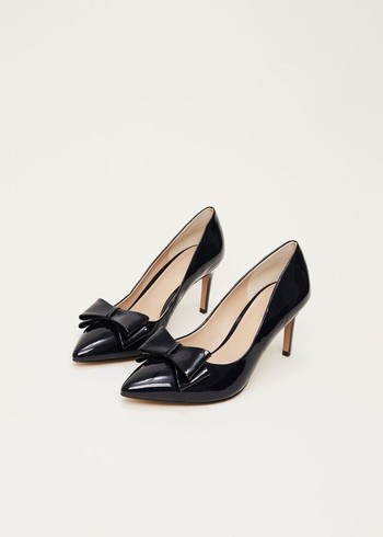 Phase Eight Patent Bow Court Heels Navy Australia | KJ5963402